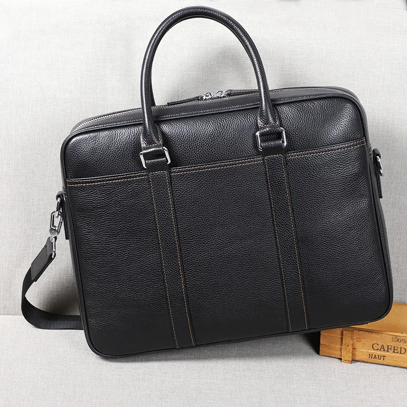 Мужской портфель из натуральной кожи, мужская сумка, модная мужская сумка на плечо, 14 дюймов, сумка для ноутбука, деловая коровья кожа