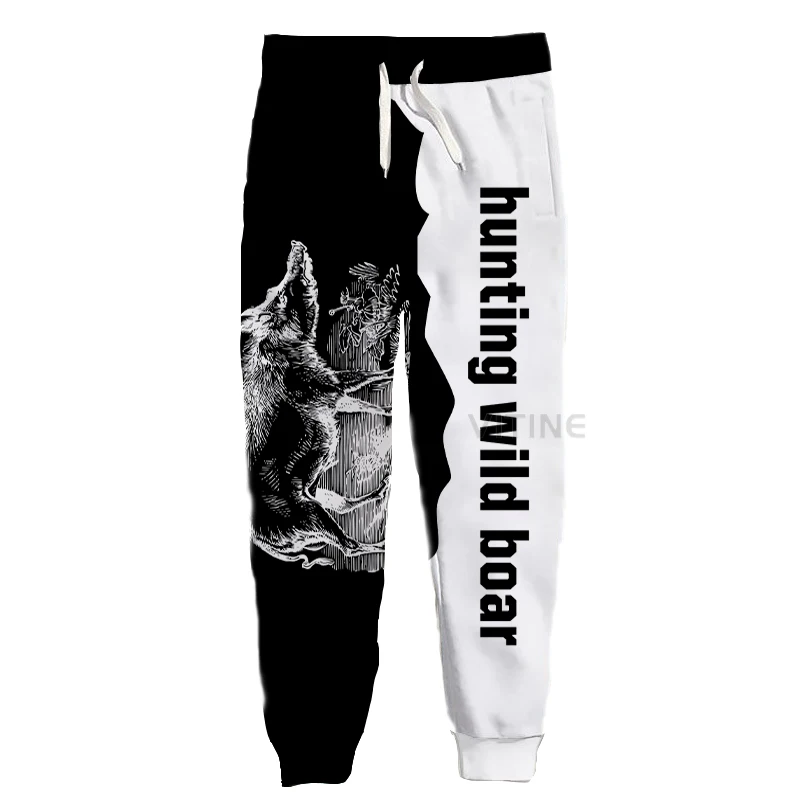 New Fashion Hunting Graphic Spring Autumn Winter Hip Hop Casual Brand 3D Print Boar Pants Polyester v9 gray sweatpants