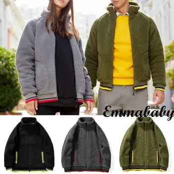 

Luxury Autumn Winter Men's Lamb Coat Wool Fur Lined Jackets Men Zipper Winter Outdoor Outwear Keep Warm