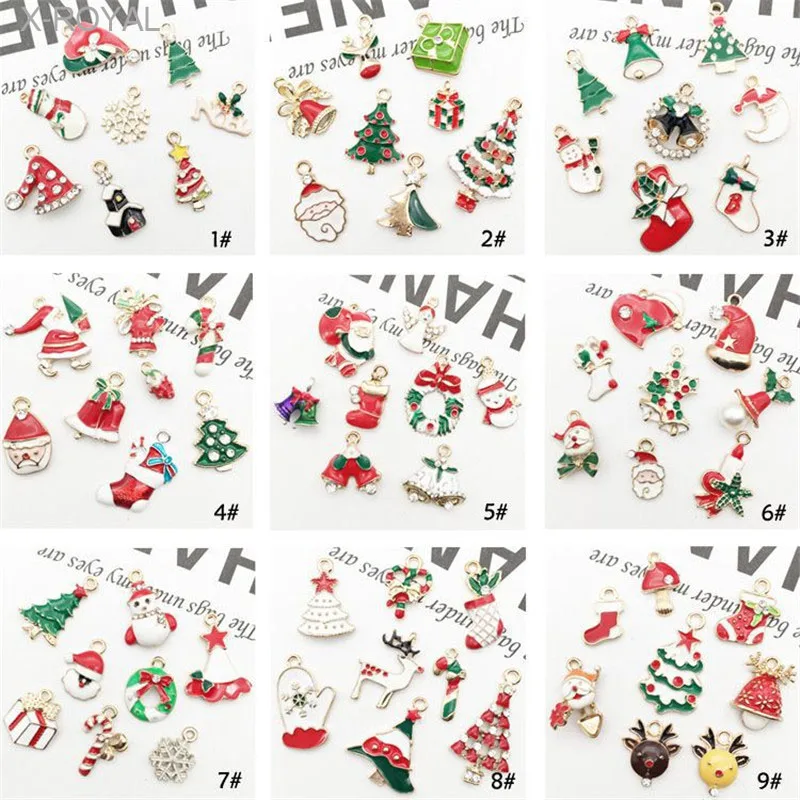 

X-ROYAL 8Pcs/lot Christmas Pendant Suit Hairdressing Earrings DIY Jewelry Making Findings Festival Decoration Alloy Accessories