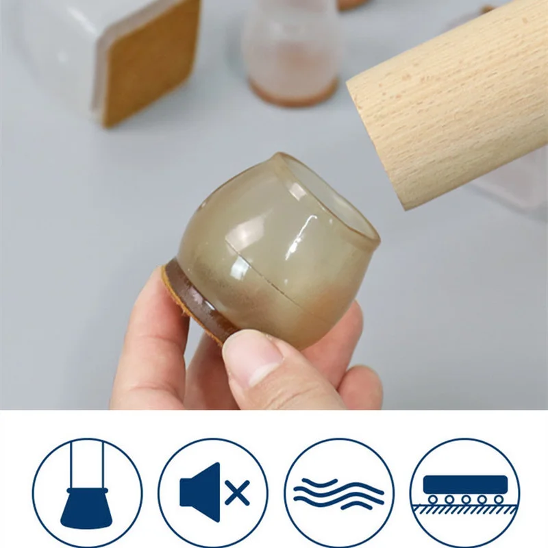 12pcs Silicone Chair Leg Caps Feet Pads Non-slip Furniture sofa Table foot Bottom Covers felt Wood Floor Protectors home decor