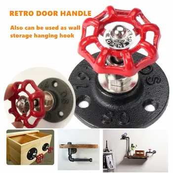 

2pcs Industrial Retro Rustic Rural Vintage Matte Black Barn Door Pull Knob Towel Scarf Coat Hat Hook Pressure Gauge Hand Wheel