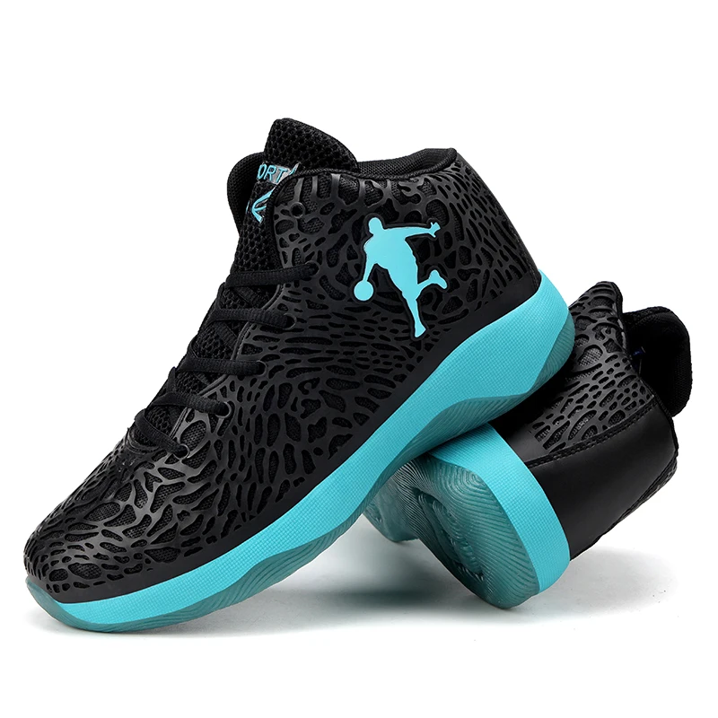 Баскетбольная обувь для мужчин wo, мужские Нескользящие высокие уличные кроссовки, высококачественные кроссовки, Баскетбольная обувь, большой размер 47 - Цвет: Blue Black