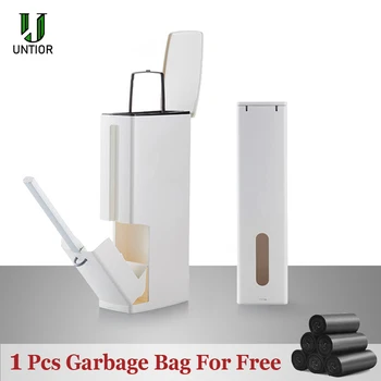 

UNTIOR Multi-function Trash Can Plastic Waste Bin with Toilet Brush Garbage Bucket Dustbin Kitchen Bathroom Cleaning Trash Bin