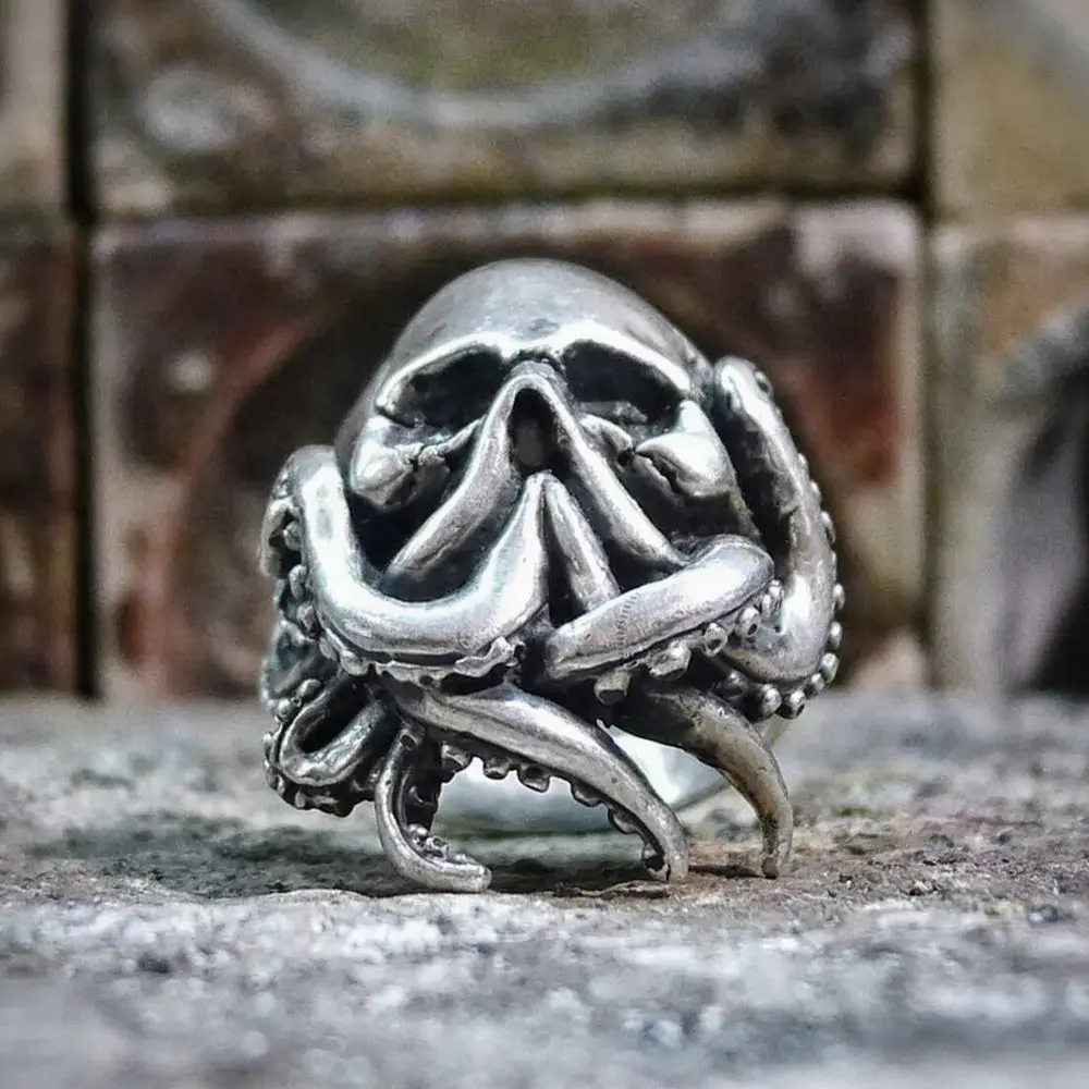 Мужское кольцо для панков Kraken Octopus череп моряка байкерские кольца из нержавеющей