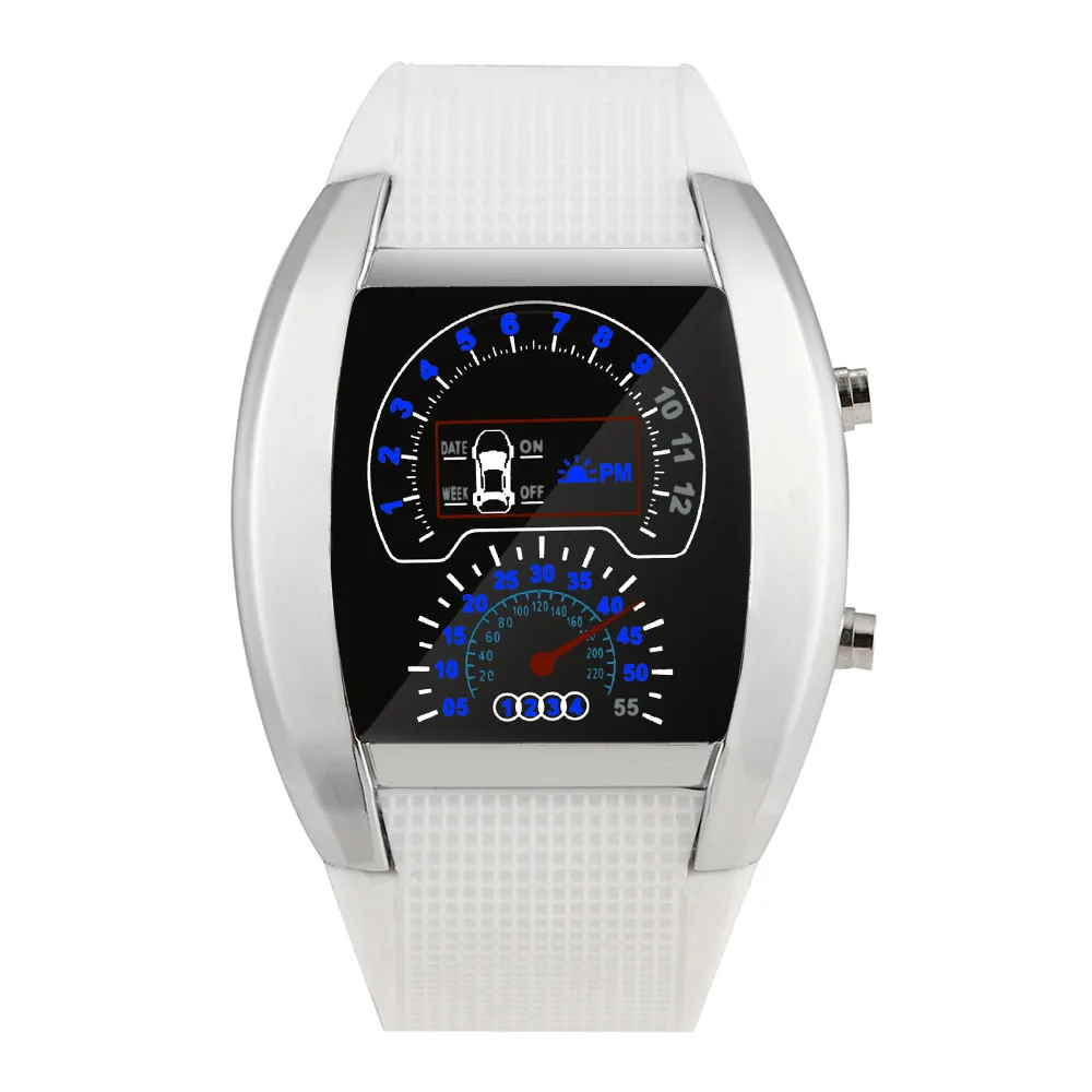 Fashion New Aviation LED Watch Gift Men's and Women's Sports Car Meter Men's Watch Sports Fashion Casual Watch Reloj Hombre Y30 - Цвет: White