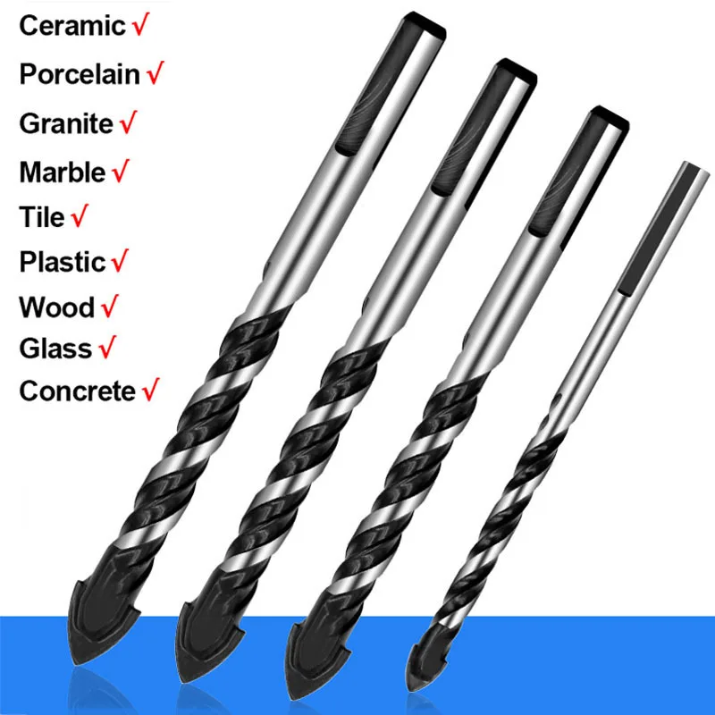 6mm-12mm Multi Purpos Ceramic Brick Concrete drill Bit Tile Plastic Masonry Wood Glass Drill Porcelain Marble Tungsten Carbide 1pc tile porcelain drill bit for granite tile stone wood concrete walls drilling holes with sds plus shank power tools parts