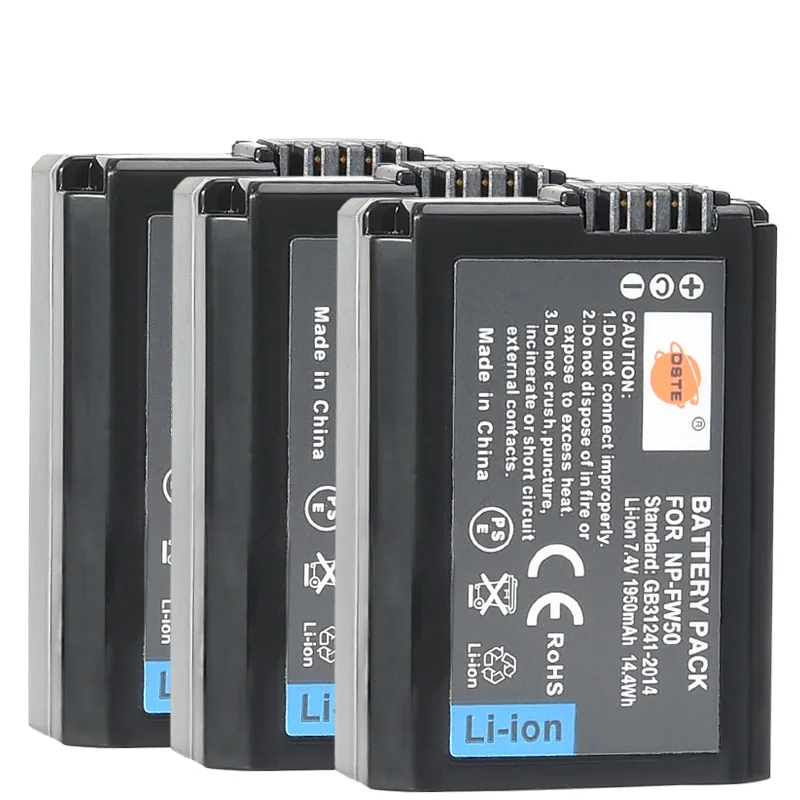 2/3PCS 1950mAh 7.4V DSTE NP-FW50 Camera Battery 1*Charger for Sony NEX-7 NEX-5N NEX-F3 SLT-A37 A7 NEX-5R NEX-6 NEX-3 NEX-3A - Цвет: 3Battery Only