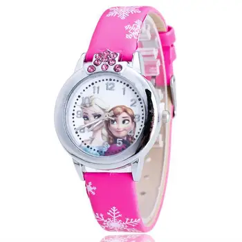 

Elsa Watch Girls Elsa Princess Kids Watches Leather Strap Cute Children's Cartoon Wristwatches Gifts for Kids Girl