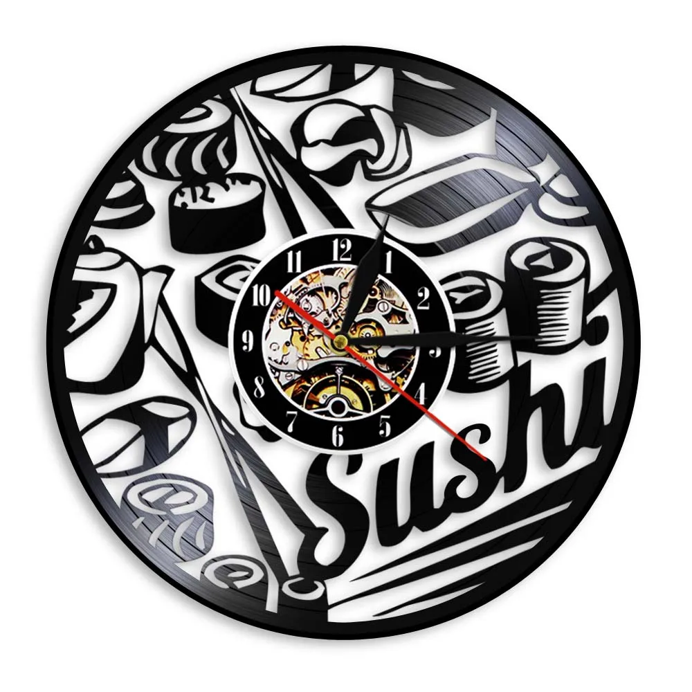 Japanese Foodie Sushi Roll Wall Clock Sashimi Sushi Bar Vintage