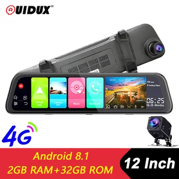 

QUIDUX 12" Rear View Mirror 4G ADAS Car DVR Camera Android 8.1 2G RAM 32G ROM WiFi GPS navigation DashCam Registrar Video Record