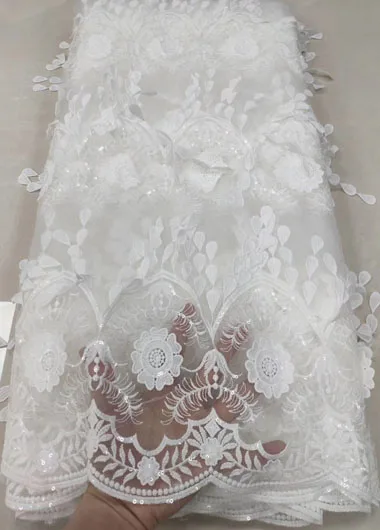 French Net Lace Fabric With Sequins Velvet 2022 High Quality African For Wedding Sewing YTB108 White | Аксессуары для одежды