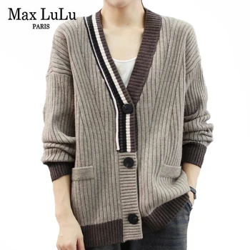 

Max LuLu Fashion Korean Style Winter Designer Clothes Womens Vintage Cardigans Ladies Casual Loose Sweaters Thicken Streetwear