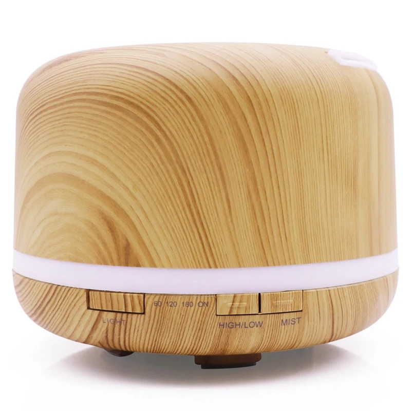 

500Ml Ultrasonic Air Humidifier Wood Grain Aroma Essential Oil Diffuser 7 Color Changing Led Lights Aromatherapy Machine