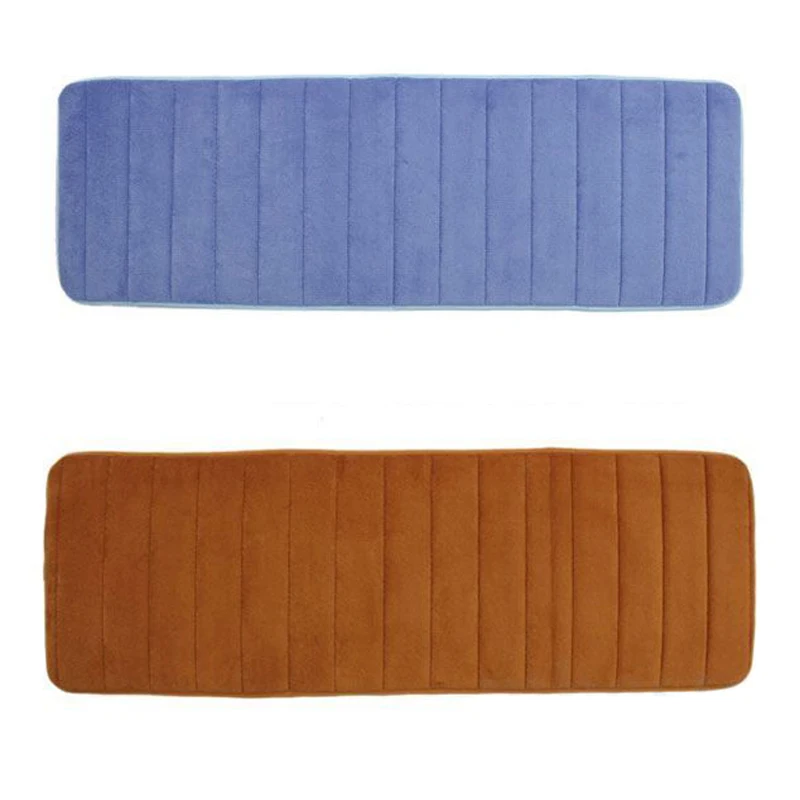 2 Pcs 120X40Cm Absorbent Nonslip Memory Foam Kitchen Bedroom Door Floor Mat Rug Carpet Dark Blue Khaki