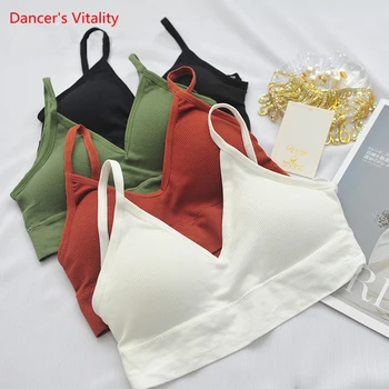 

Belly Dance New Female Training Bra Yoga Beauty Vest Belt Chest Pad Sexy Big U Back Sports Harness Top Summer
