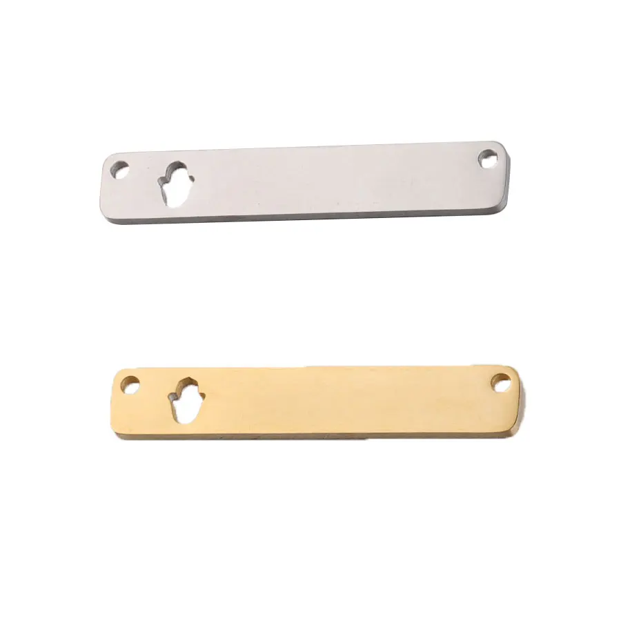 

20Pcs/Lot 6*35mm Strip Palm Hand Connector Charms Mirror Polish Stainless Steel Charms For DIY Making Necklace Bracelets Jewelry