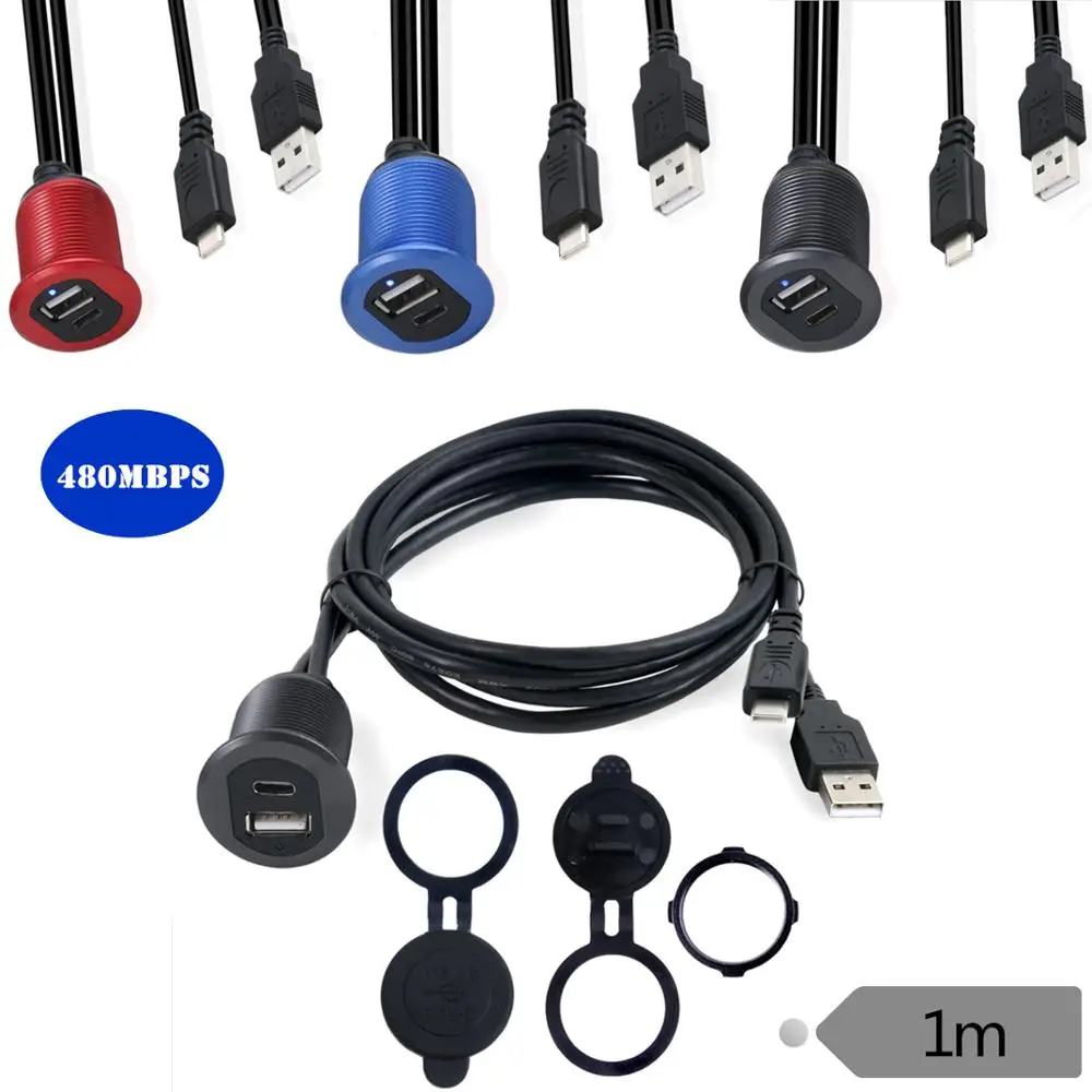 Кабель типа C 3 1 и USB 2 0 Папа-мама AUX автомобильный монтажный флеш-кабель