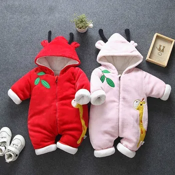 

Winter Coat Baby Rompers Overalls Cartoon giraffe Clothes Boys Girls clothing Garment Thicken Warm Pure Cotton Outerwear Jacket