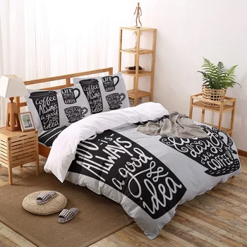 

Coffee Cup Black Cup Retro Style Black Tea Mug Printed Duvet Cover Set 4 Piece Bedding Set Home Textile Customizable