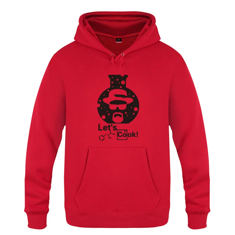 red hoodie 7 Мужские толстовки с капюшоном Breaking Bad Let's Cook Walter White Crystal, флисовая мужская кофта-худи, мужская толстовка с длинным рукавом, пуловер для катания на коньках - Цвет: red hoodie 7