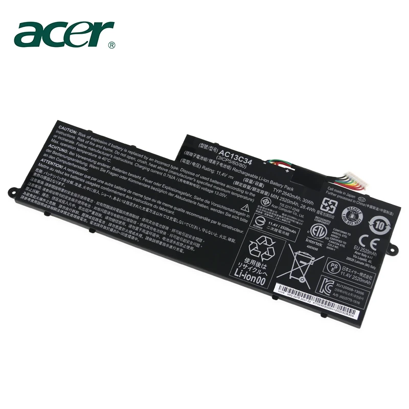 Аккумулятор для ноутбука acer Aspire V5-122P V5-132 E3-111 E3-112 ES1-111M MS237 KT.00303.005 11,4 V 2640 мА-ч/30WH AC13C34