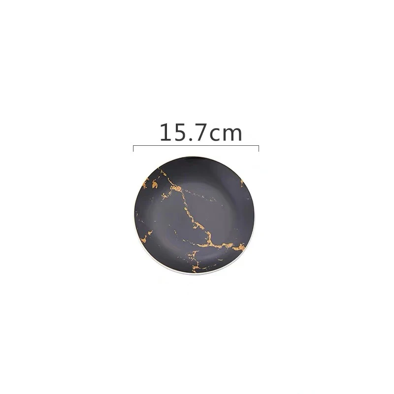 6 inch black Европейский стиль керамические Пномпень мраморный узор обеденные тарелки фарфоровая десертная тарелка Стейк Салат закуски торт тарелки Посуда - Цвет: 6 inch black