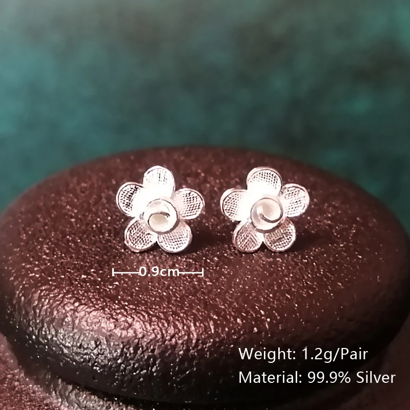 Гуйчжоу Китайский ручной Этнические Мяо Jewelry 999 серьги из стерлингового серебра Модные украшения Kpop заклепки серьги-гвоздики в виде цветов