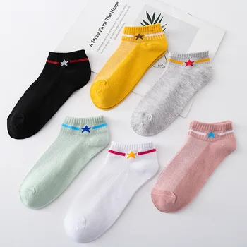 

2 Pairs/lot 2020 New Fashion Candy Colored Socks for women and girls Stars printed Casual Short Ankle Boat Low Cut Socks