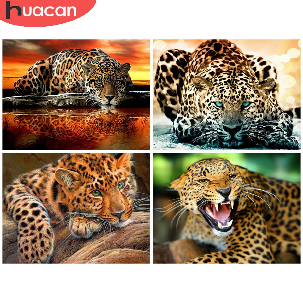 HUACAN 5D алмазная вышивка полная выкладка животные картина стразами Алмазная мозаика тигр