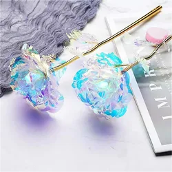 Valentine's Day Creative Gift 24k Aluminum Foil Rose Gold Rose Lasting Eternal Love Wedding Decoration home Decor Lighting Rose