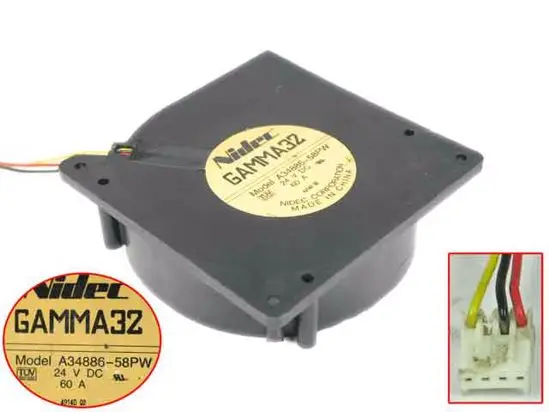 

3-проводной Вентилятор охлаждения сервера Nidec A34886-58PW GAMMA32 DC 24V 0.60A 120x120x32 мм