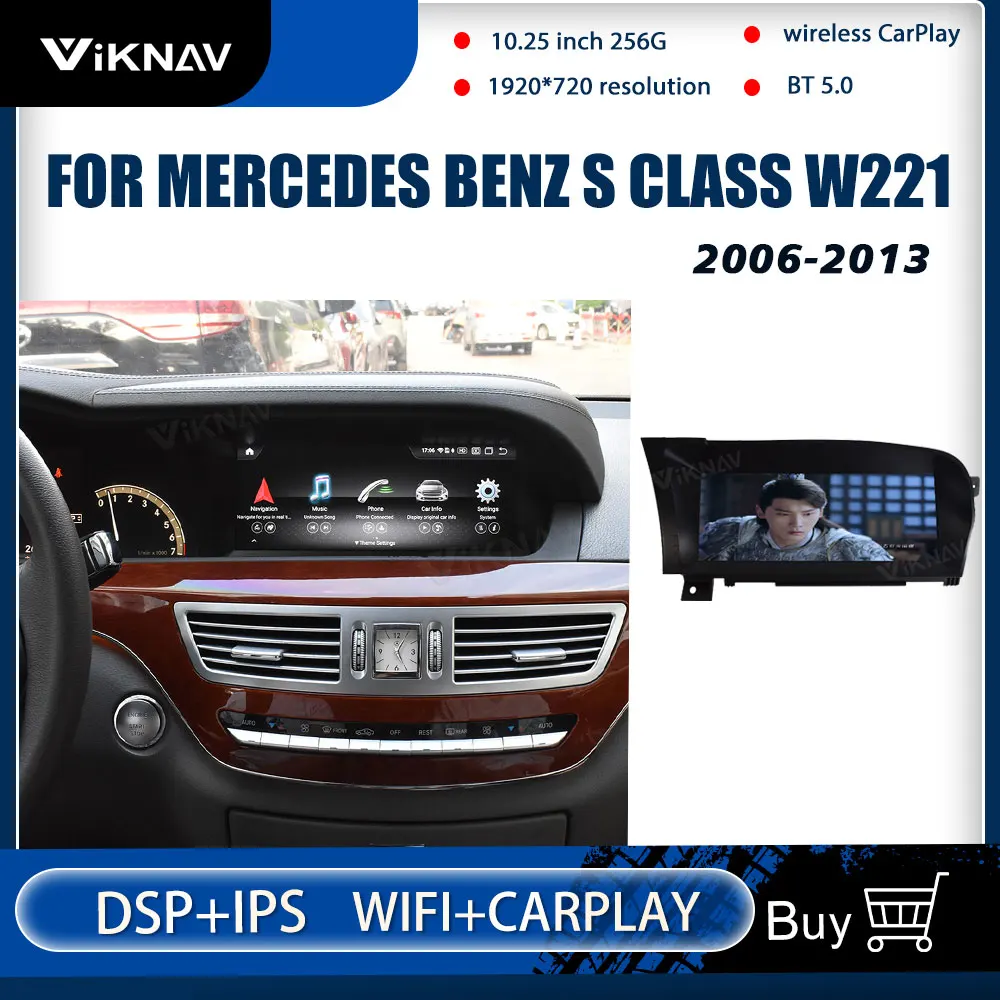 

Android 11 10.25inch Car Radio For Mercedes Benz S CLASS W221 2006-2013 Carplay DVD Multimedia Auto Player Vedio GPS Navigatio