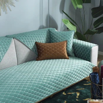 

Winter Solid Color Sofa Cushion Plush Thick Non-slip Fabric Couch Cover Living Room 1/2/3/4 Seat Universal Sofa Slipcover Towel