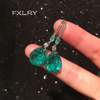 

FXLRY Elegant AAA Cubic Zirconia fashion cute cz ocean green drop earring women For Women Fashion Jewelry
