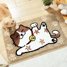 Японский стиль, Мультяшные животные, кошка, стекаются, домашний пол, дверной коврик для ванной комнаты, впитывающий, нескользящий, для спальни, коврик для ног