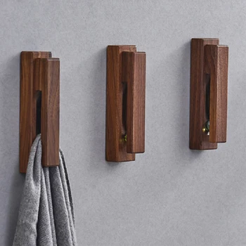

Towel Holder Small Household Wall Mounted Wooden Hooks Towel Bag Clothes Wall Hanger