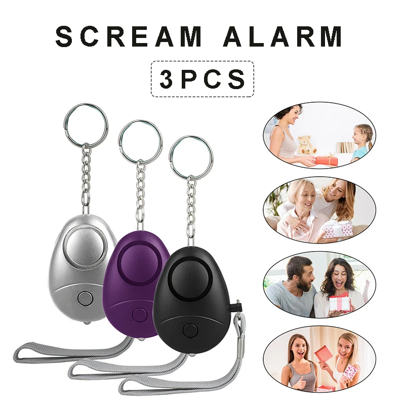 

3pcs Portable Emergency Alarm Keychain for Girls Kids Elderly 140dB Personal Safety alarms Scream Loud System with LED Light