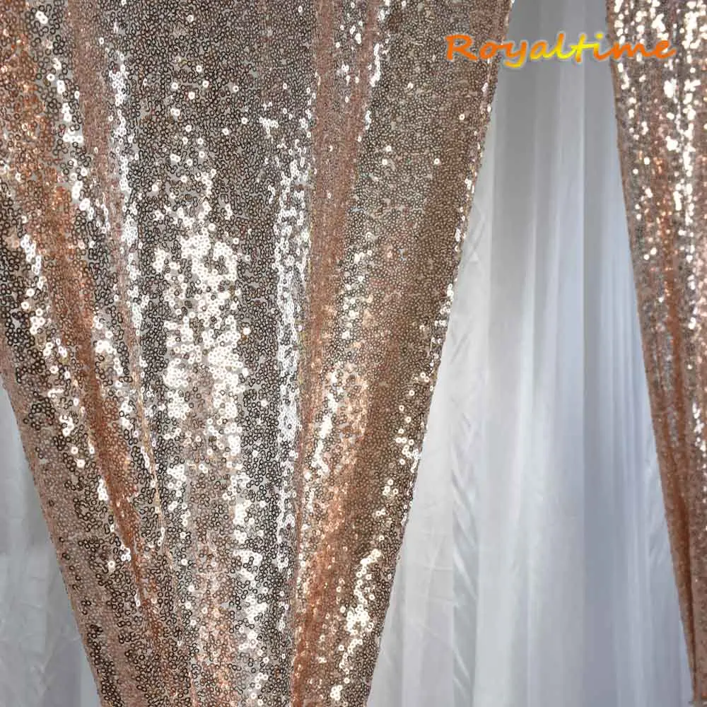 Royaltime 2 шт 2x8ft Румяна фон с пайетками занавеска Свадебная фотобудка фон для фотосъемки Свадебная вечеринка Рождественское украшение - Цвет: Shiny Champagne Gold