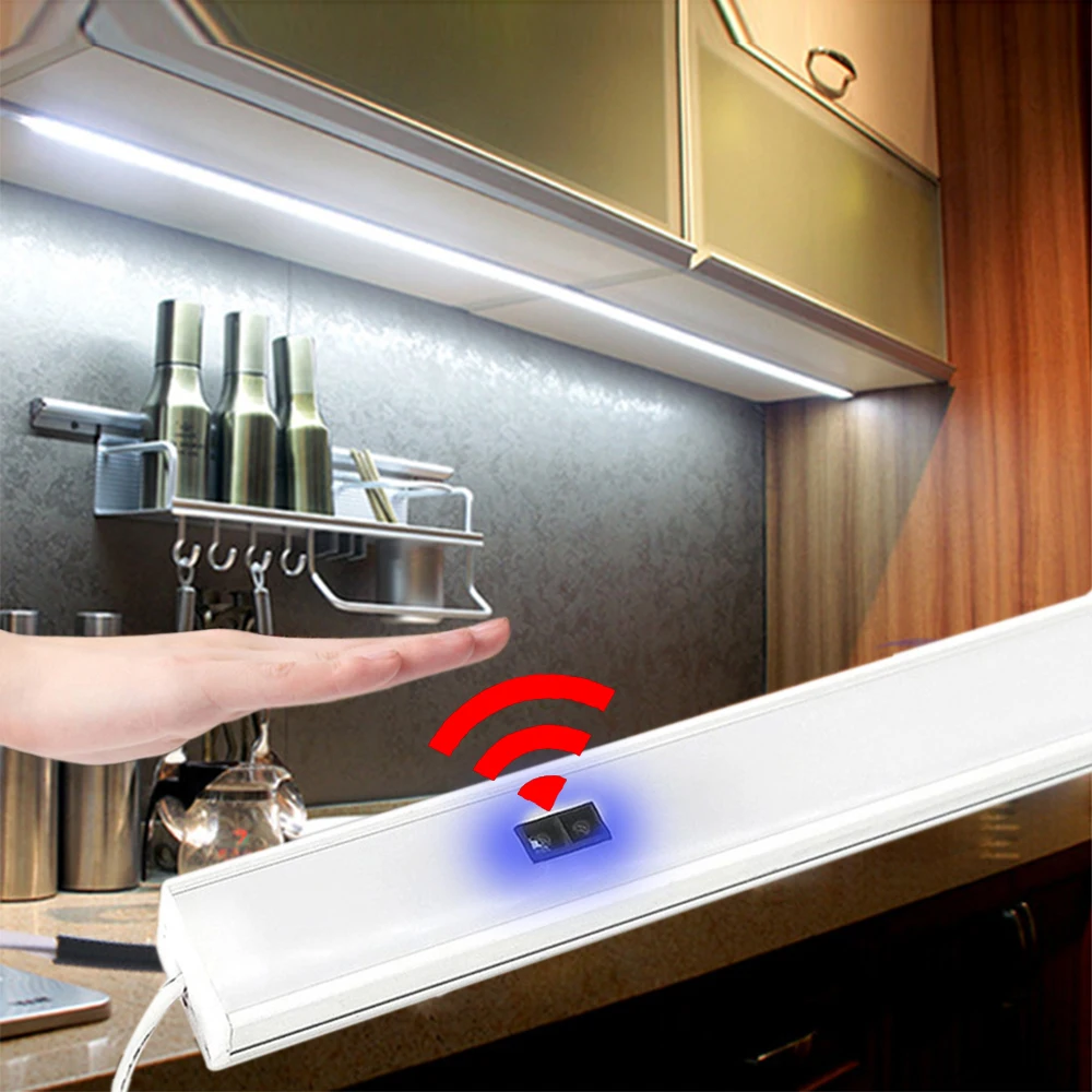 Éclairage LED sous-meuble de cuisine ultra fin, capteur de mouvement PIR,  aste par USB, éclairage d'armoires en aluminium, 20, 40, 50 - AliExpress