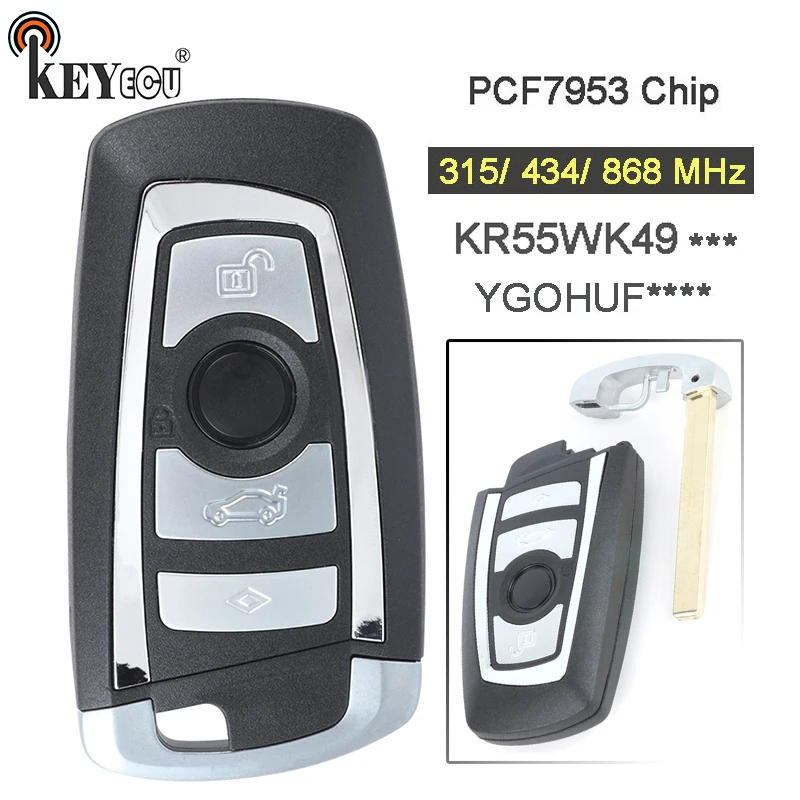 KEYECU 315/434/868 МГц PCF7953 чип CAS4 +/FEM KR55WK49863 Замена 4 кнопки дистанционного ключа брелок