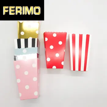 

12pcs Dot Stripe Popcorn Box Case Party Favors Package Baby Shower Accessories Birthday Party Supplies Candy Box