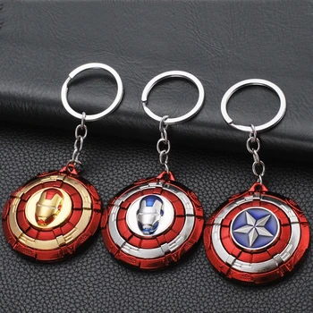 

Avengers Endgame Captain America Keychain Cosplay Props Alloy Rotate Key Chain Unisex Car Keyring Iron Man Accessories