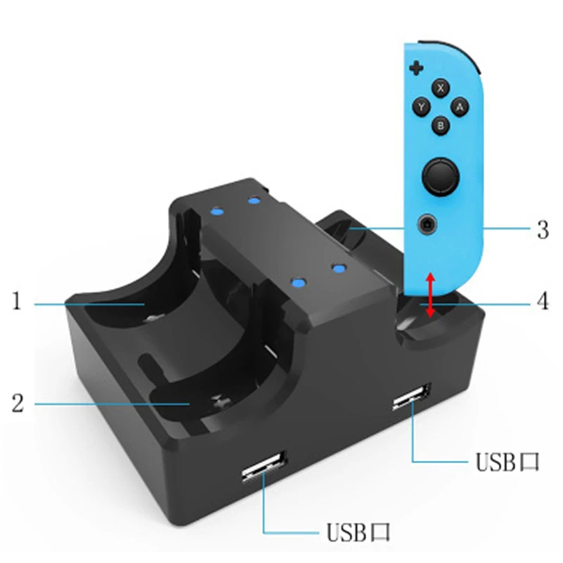 4 в 1 зарядная док-станция для kingd Switch Joy-con& Pro контроллер светодиодный зарядное устройство для nintendo Switch геймпад Подставка для зарядки