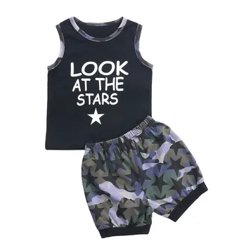 

Baby Boy Clothing Set Letter Printed Vest Tank Top + Star Printed Shorts 3-24M Infant Toddler Summer Casual Cotton Outfit