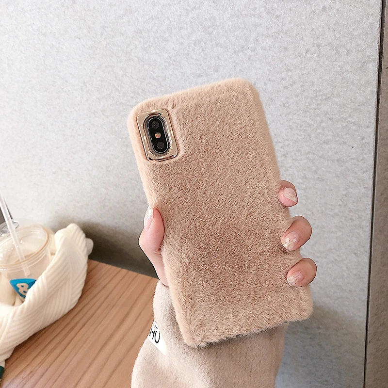 TL Короткие Плюшевые Меховые чехлы для телефонов Iphone 11 Pro Max 8 7 6 6S Plus Xr Xs Max X, осенне-зимняя теплая задняя крышка Coque Fundas - Цвет: TL