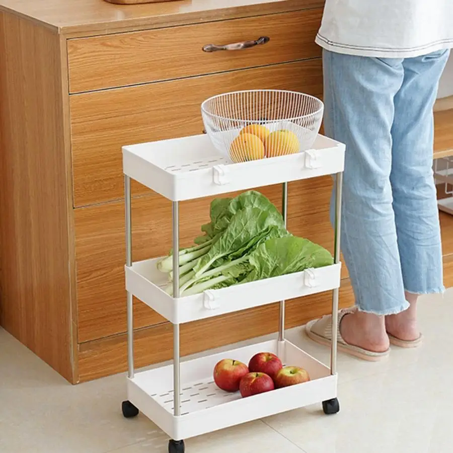 3/4 Tier Storage Organizer Rack Carrito Organizador Trolley Cart Save Space Kitchen Bathroom Movable Wheels | Дом и сад