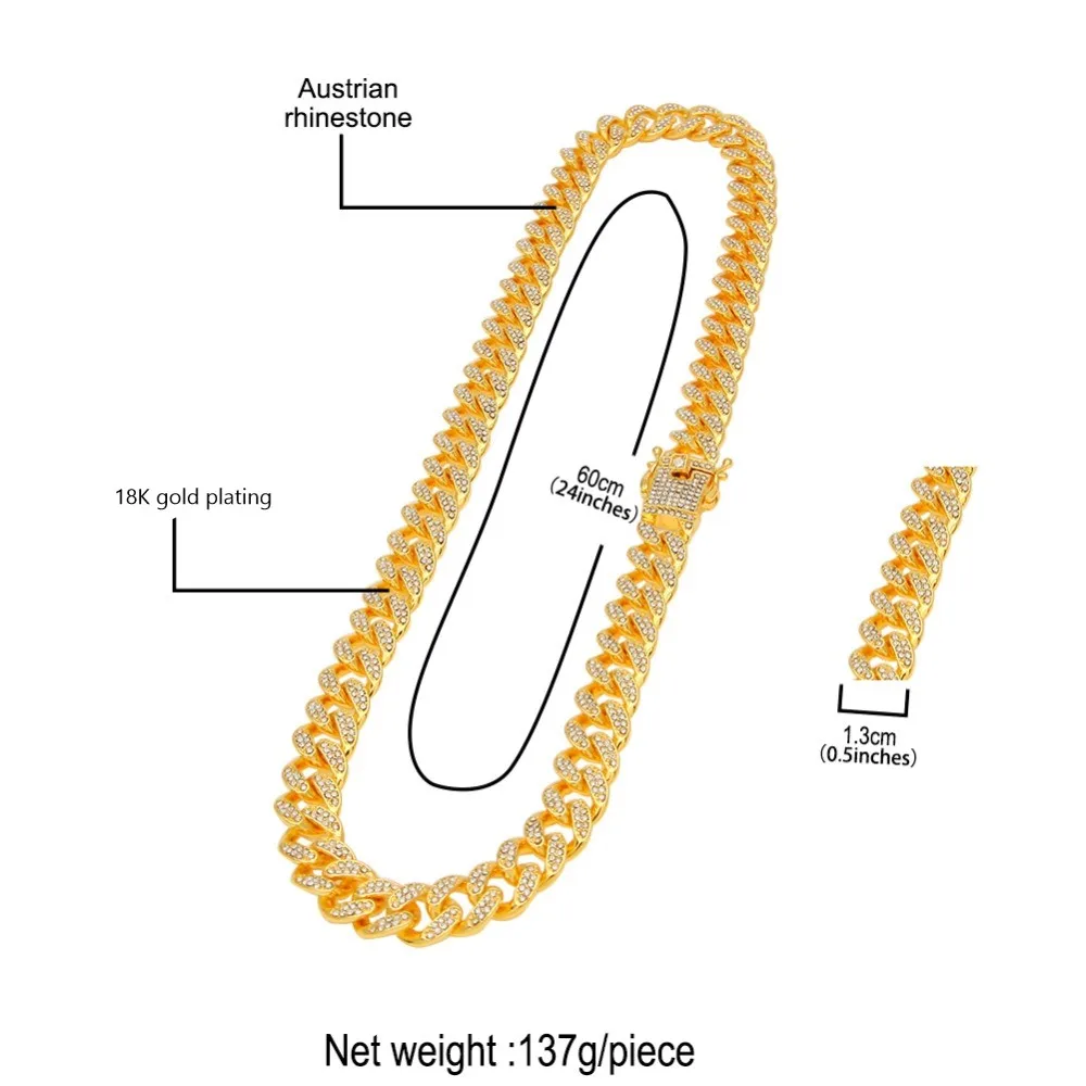 13 мм, мужское ожерелье s, кубинская цепочка, золотое, серебряное, в стиле хип-хоп, со льдом, стразы CZ, рэппер для мужчин и женщин, ожерелье, ювелирное изделие