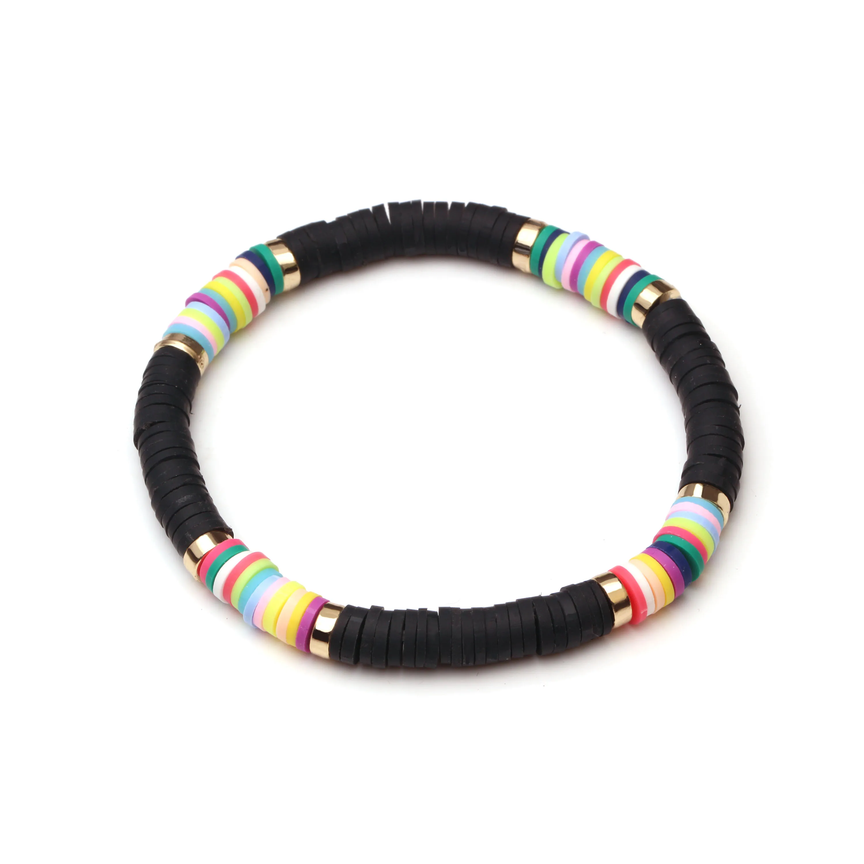Boho Heishi, полимерная глина, диск, бусины, растягивающийся браслет,, новая мода, разноцветные виниловые пластинки, бусины, смешанные, для серфинга, ювелирное изделие, подарок
