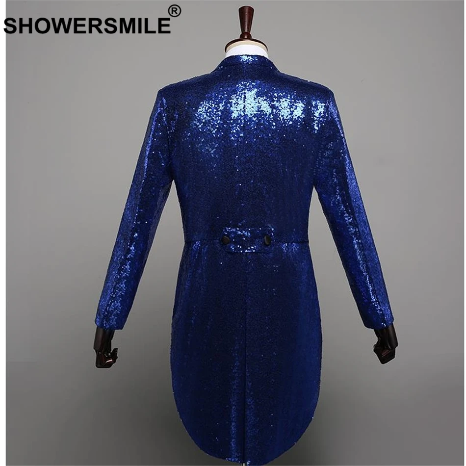 Мужской пиджак с блестками shouresmile Длинный блейзер красного цвета хвостом